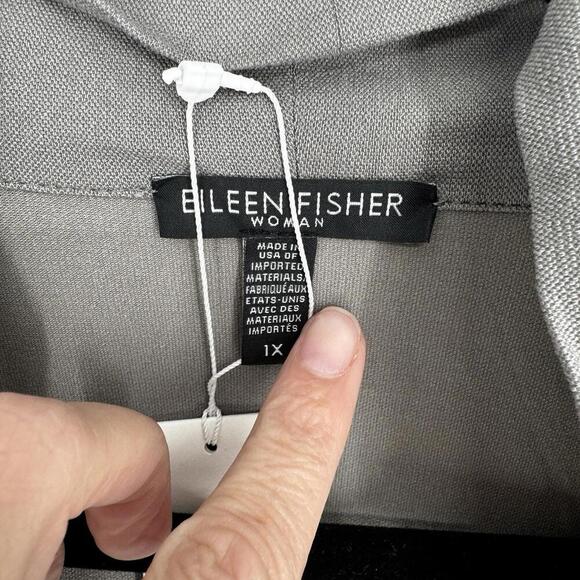 Eileen Fisher cardigan 1x gray stretch lightweight knit minimalist plus lagen - Picture 4 of 6